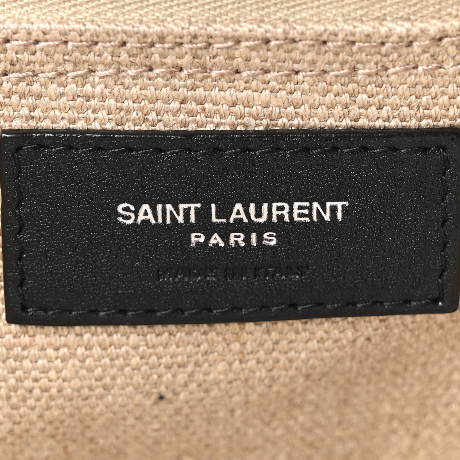 Saint Laurent Linen Calfskin Small Rive Gauche Tote Greggio Natural 6 of 10