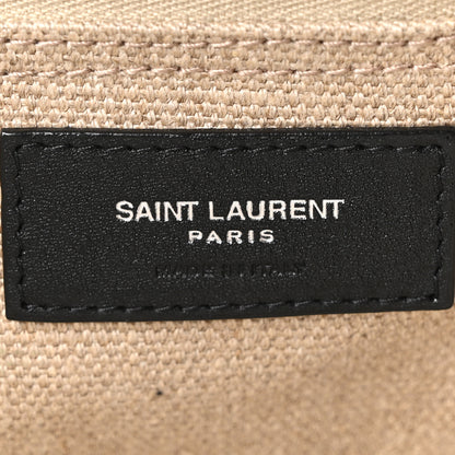 Saint Laurent Linen Calfskin Small Rive Gauche Tote Greggio Natural 6 of 10