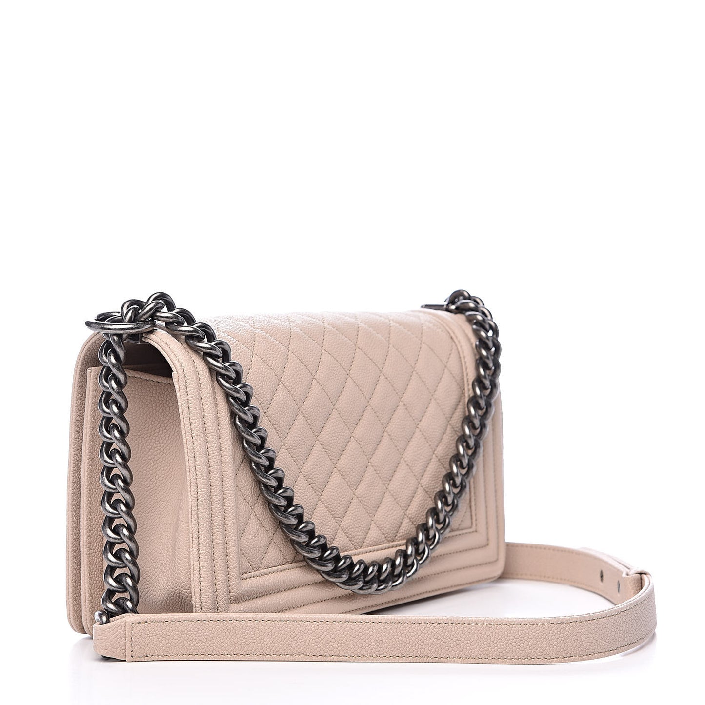 Caviar Quilted Medium Boy Flap Dark Beige