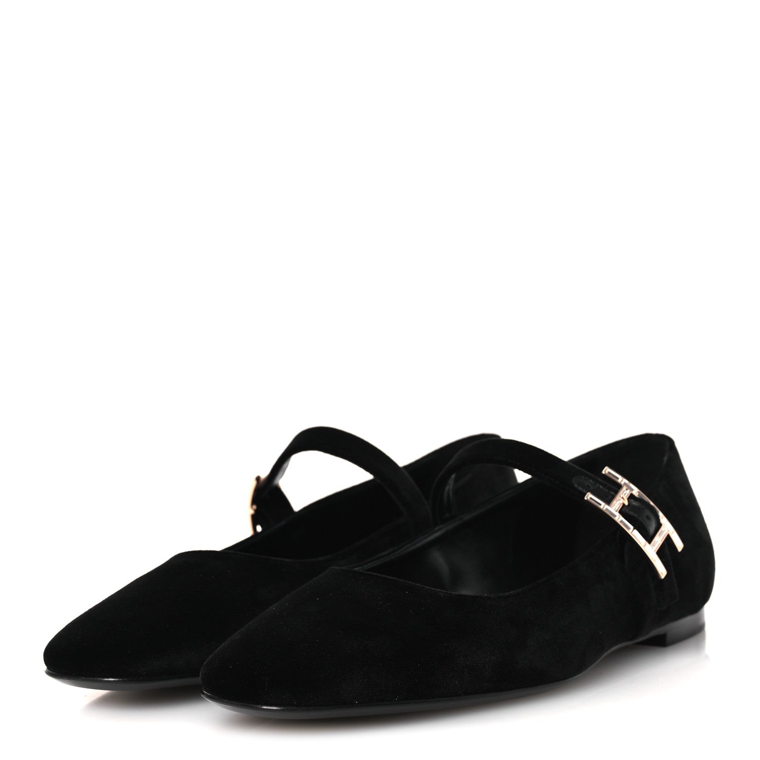Hermes Velvet Crystal Jane Ballet Flats 37 Black 7 of 22