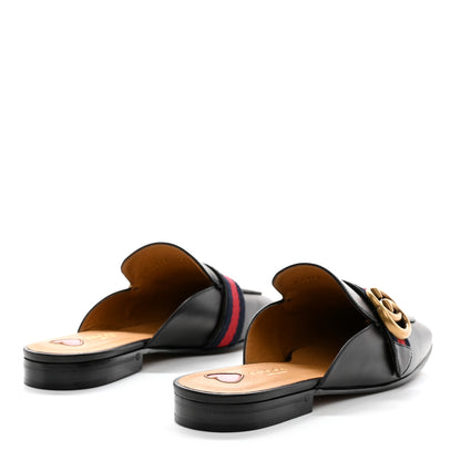 Gucci Calfskin Web Womens Peyton GG Slippers 37 Black 4 of 9