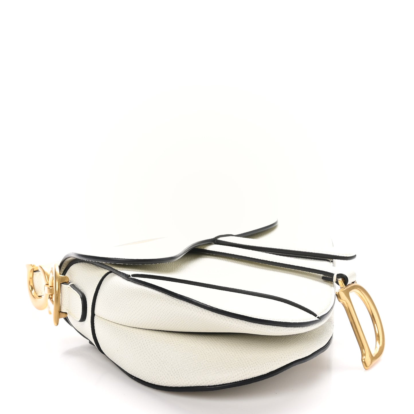 Grained Calfskin Saddle Bag White