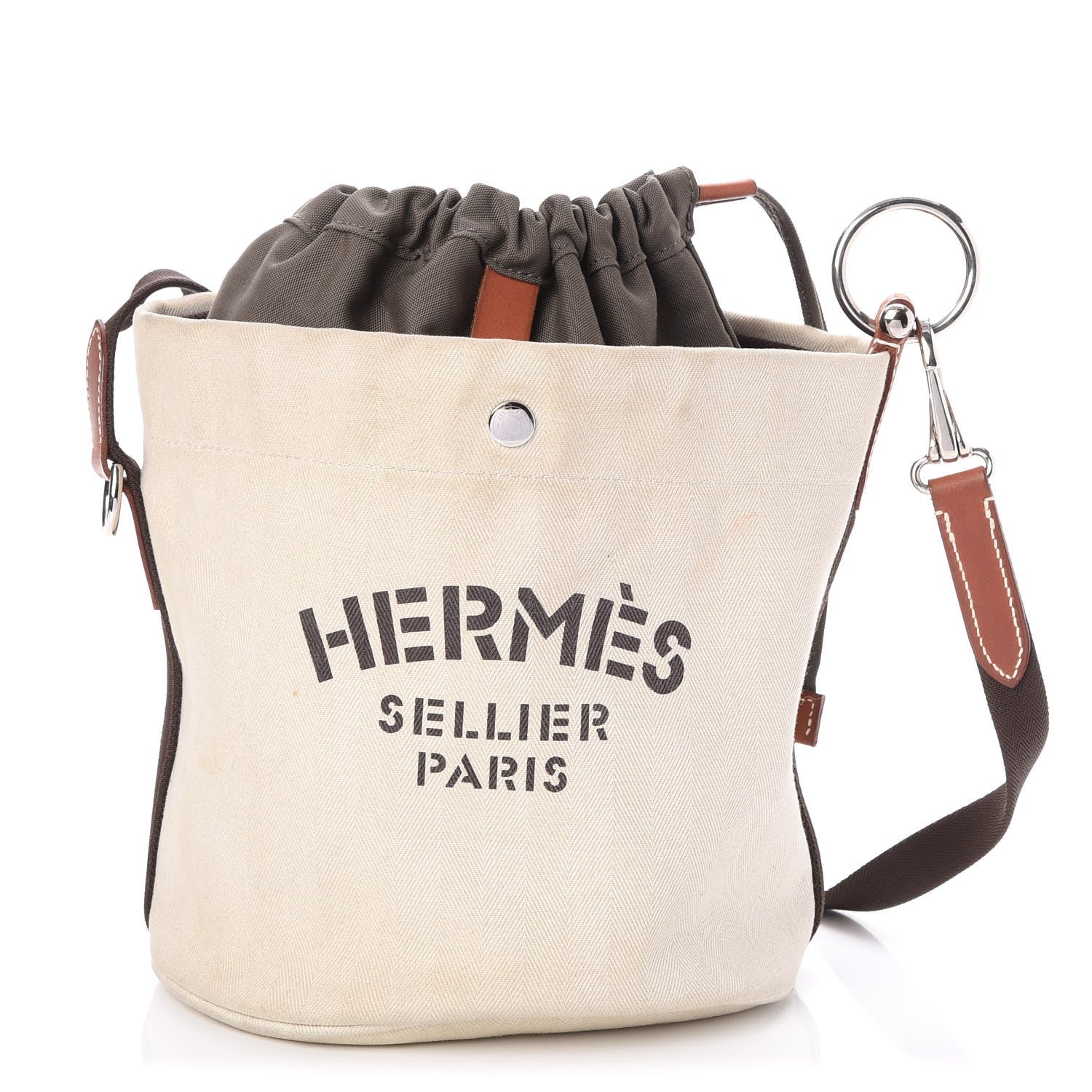 Hermes Natural Barenia Toile Sac De Pansage Grooming Bag 1 of 9