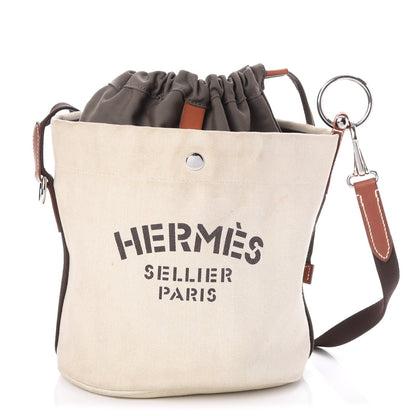 Hermes Natural Barenia Toile Sac De Pansage Grooming Bag 1 of 9