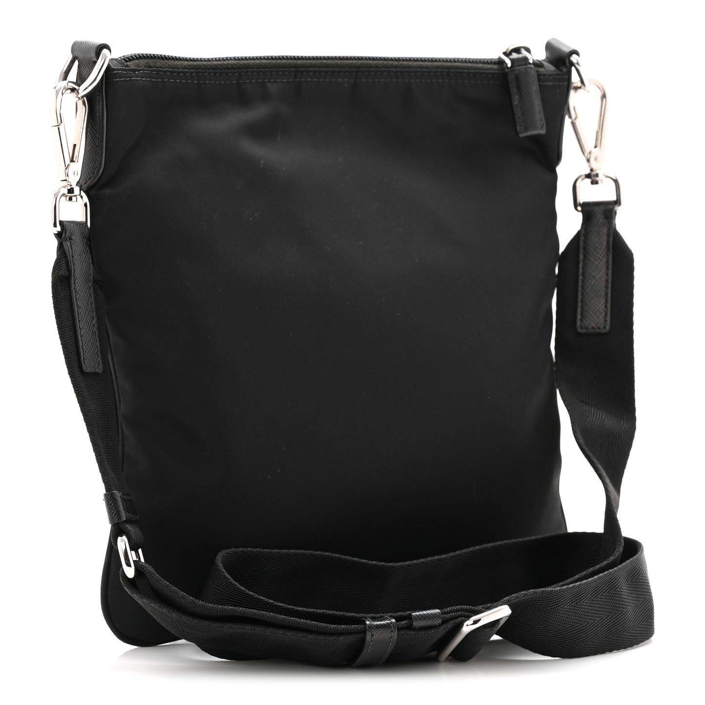 Tessuto Nylon Saffiano Flat Messenger Bag  Black