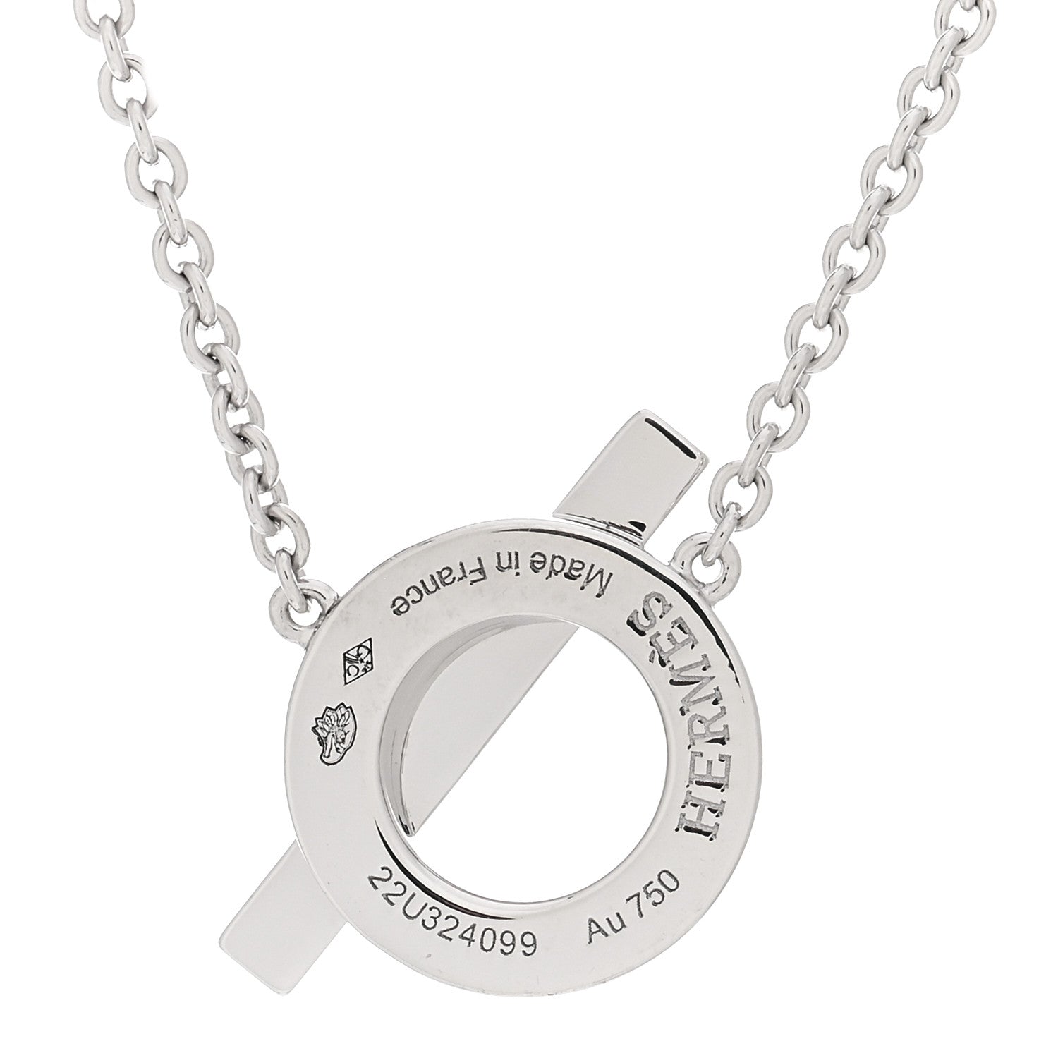 Hermes 18K White Gold Diamond Finesse Pendant Necklace 4 of 5