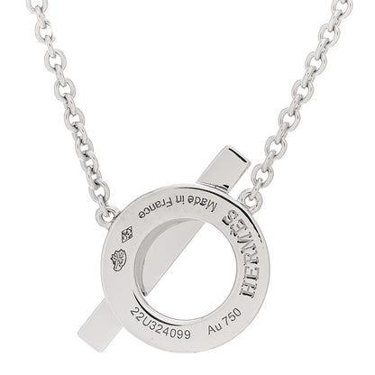 Hermes 18K White Gold Diamond Finesse Pendant Necklace 4 of 5