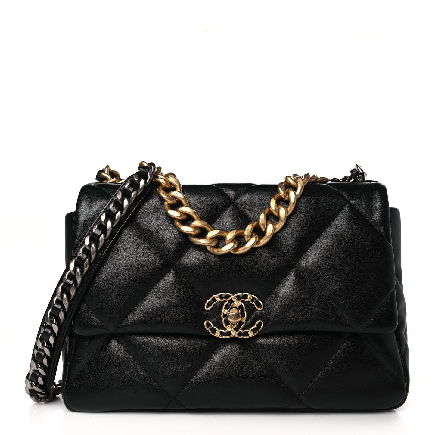 Lambskin Quilted Large Chanel 19 Flap Black