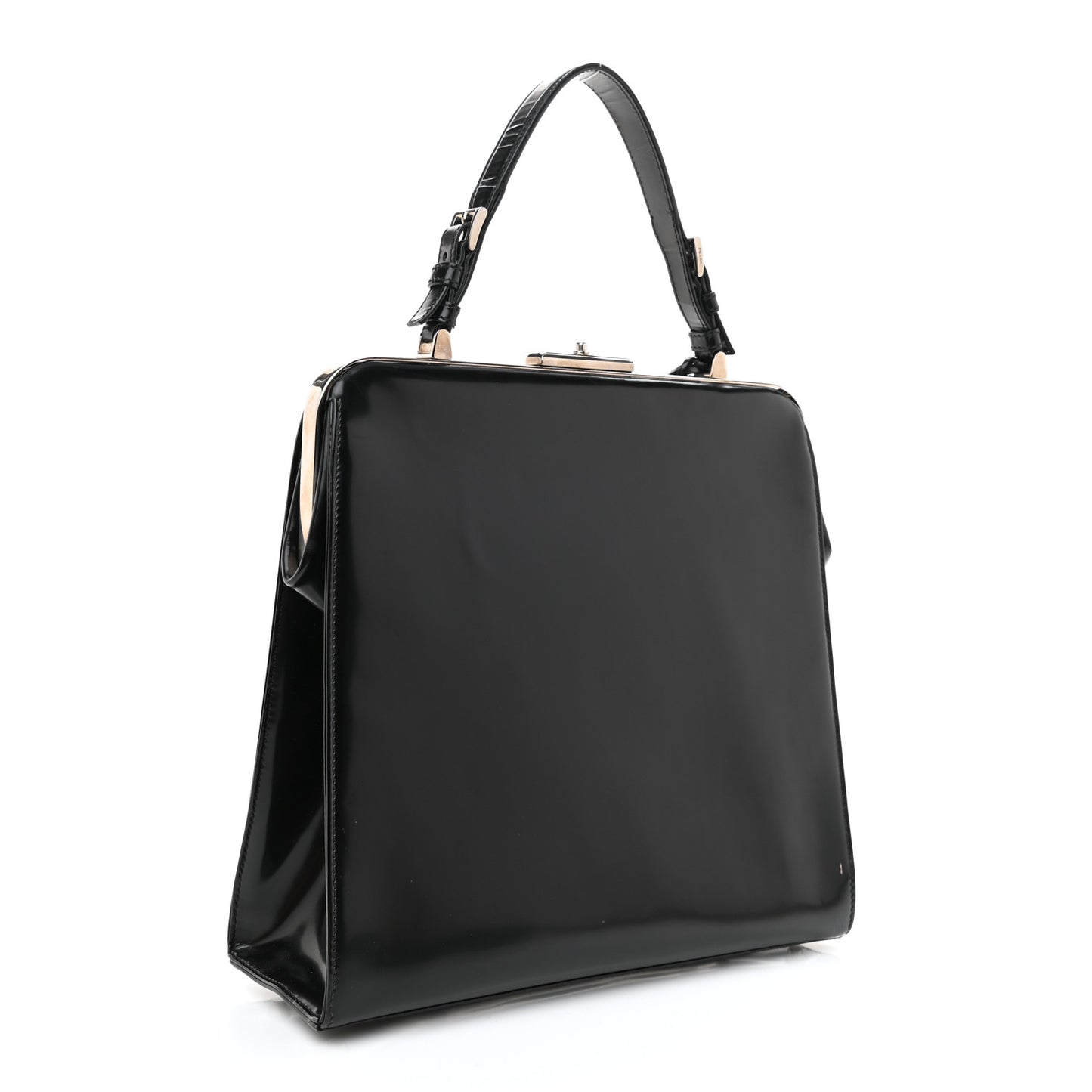 Spazzolato Logo Print Framed Bag Black