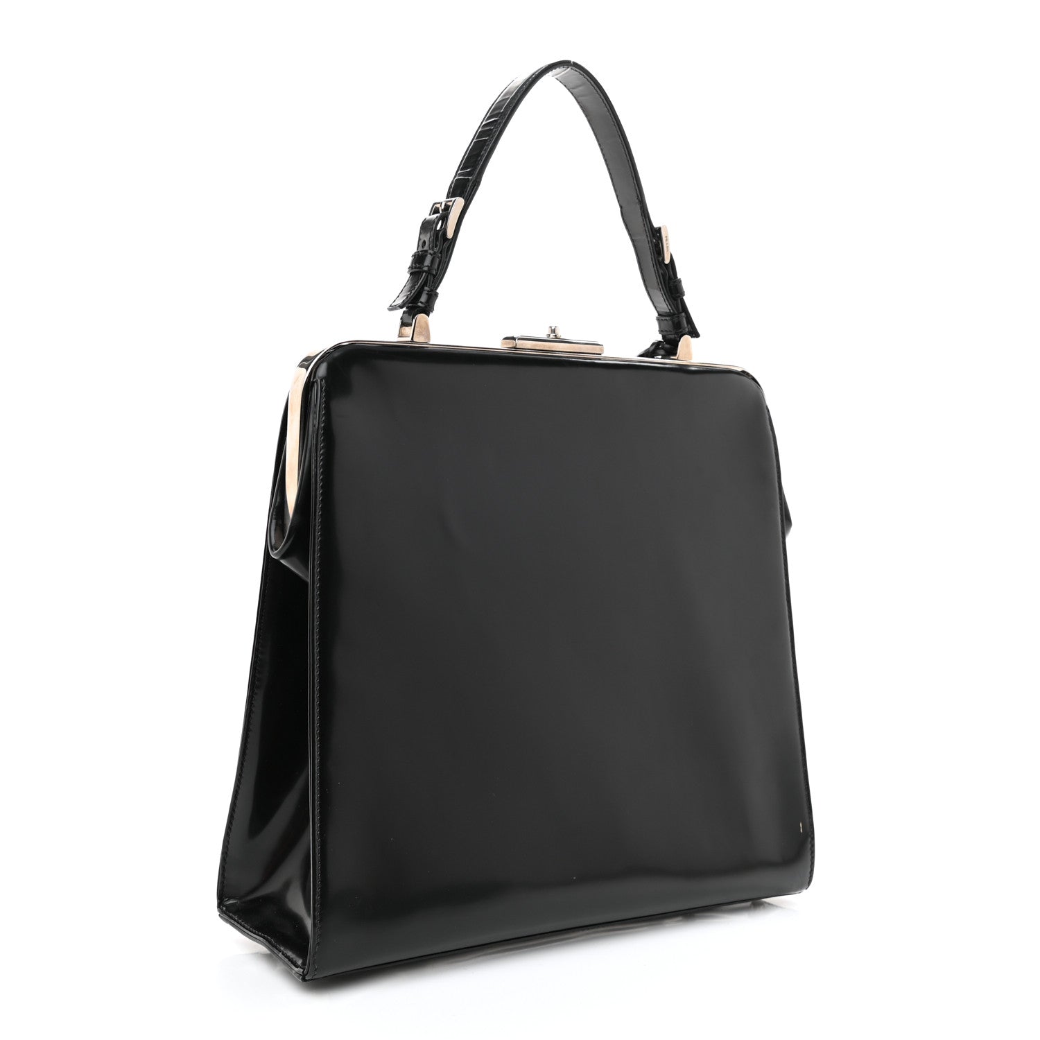Prada Spazzolato Logo Print Framed Bag Black 2 of 8