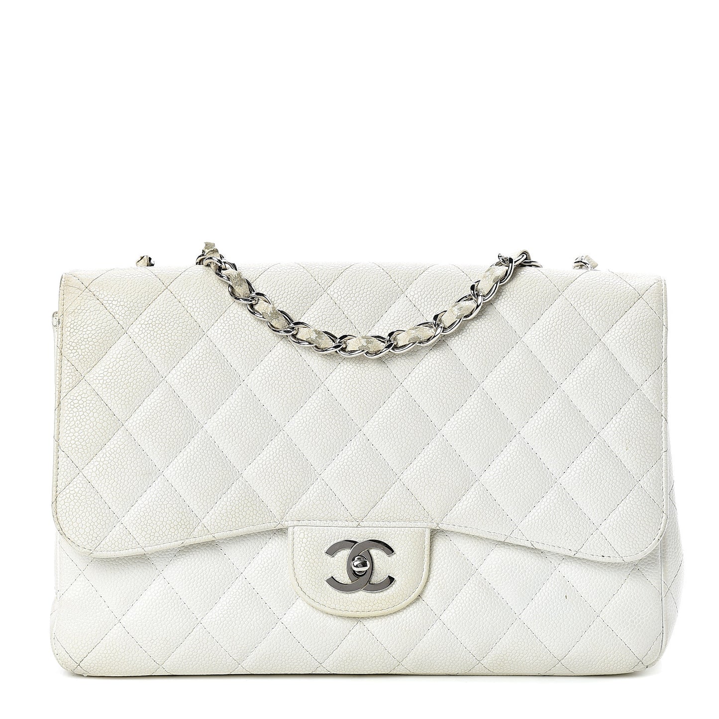 Caviar Quilted Jumbo Single Flap White