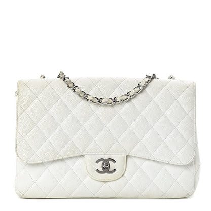 Chanel Caviar Quilted Jumbo Single Flap White 1 of 26