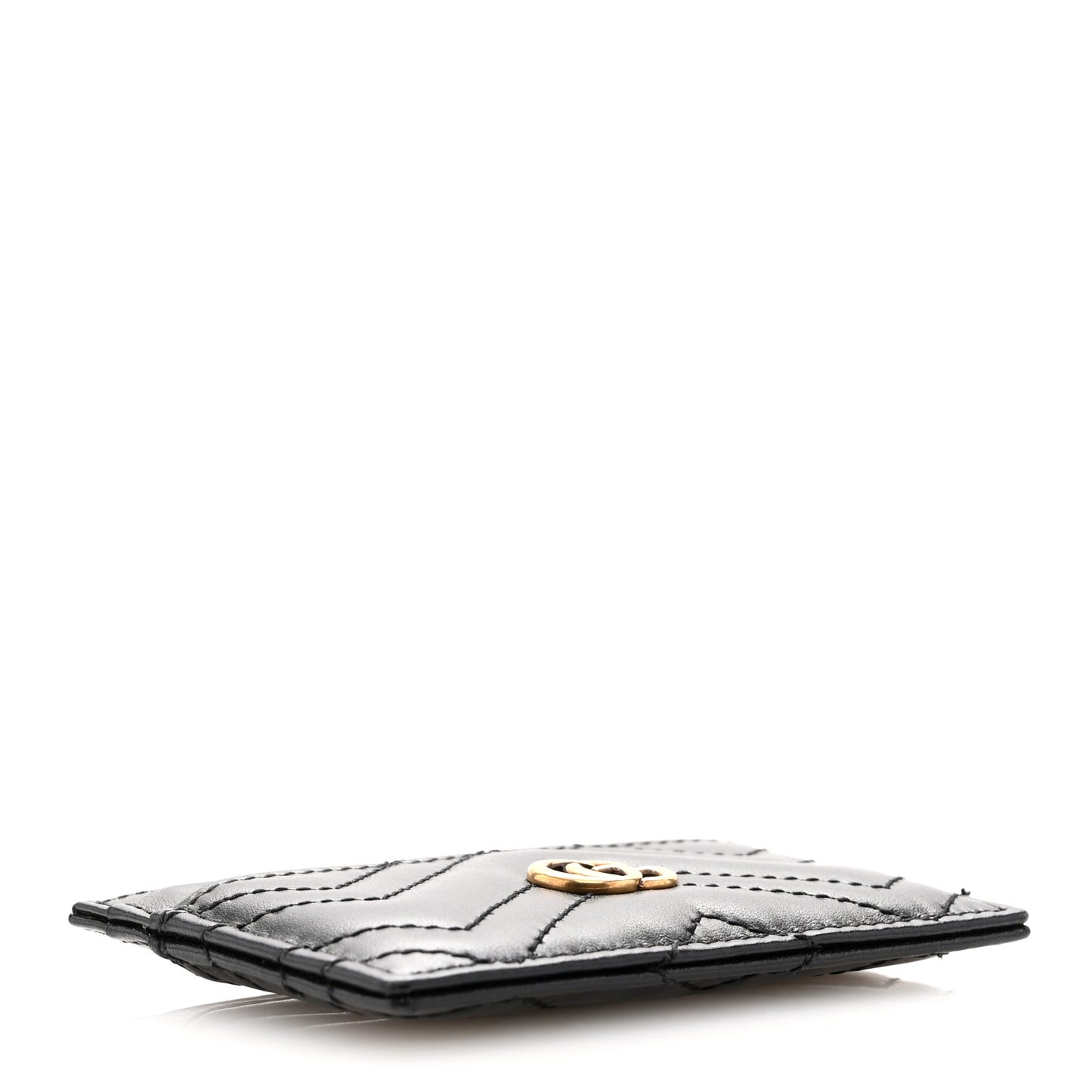 Calfskin Matelasse GG Marmont Card Holder Black