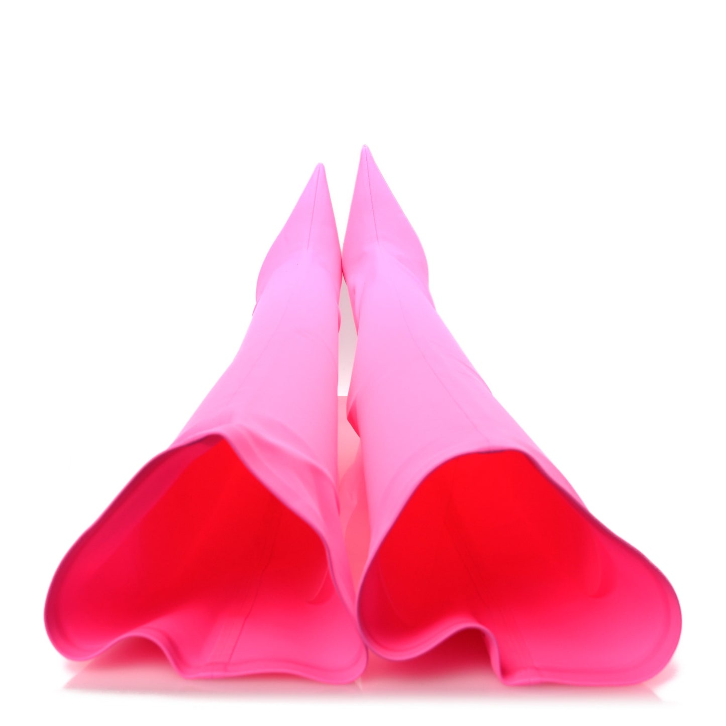 Matte Spandex Pointed Toe Knife 110mm Thigh High Boots 38 Fluo Pink