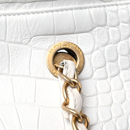 Chanel Calfskin Crocodile Embossed Cocodile Shopping Tote White 13 of 17