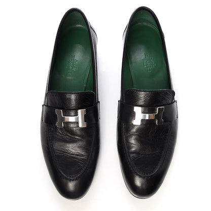 Hermes Goatskin Mens Paris Loafers 38 Black 5 of 10