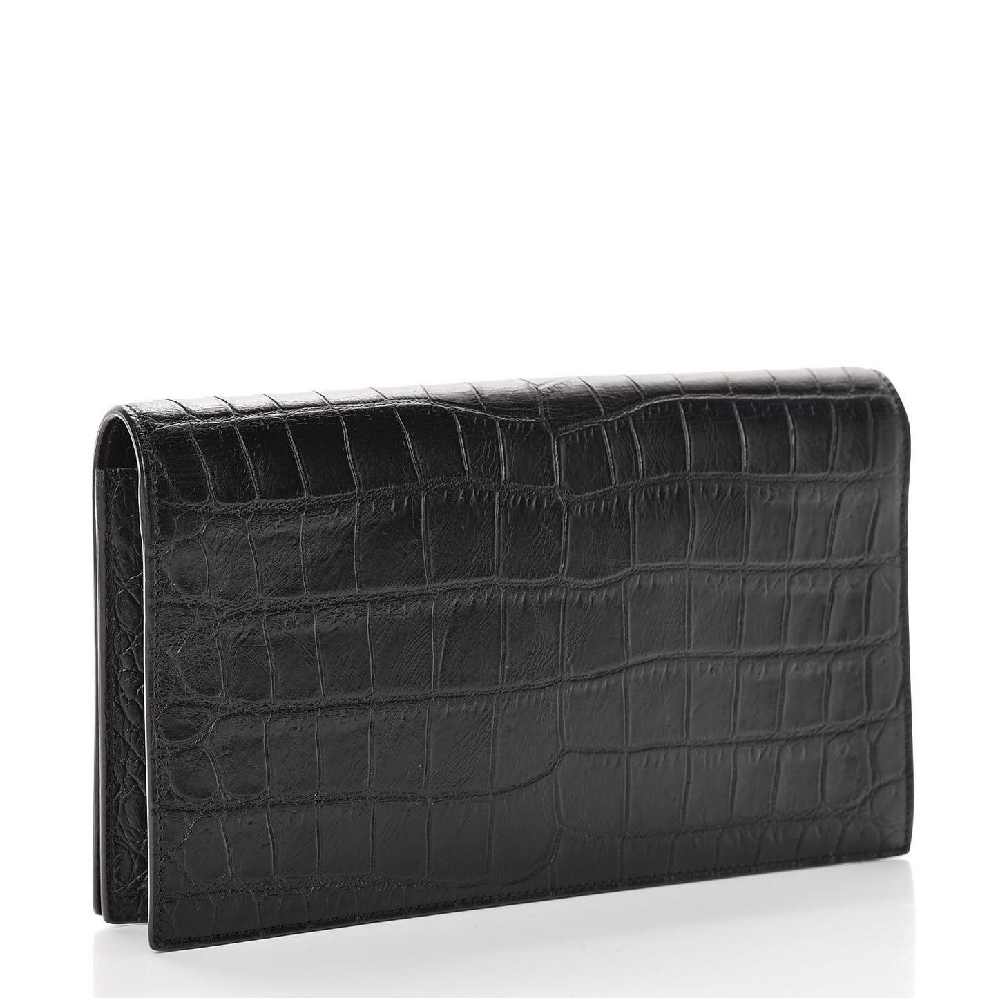 Calfskin Crocodile Embossed Classic Kate Monogram Clutch Black