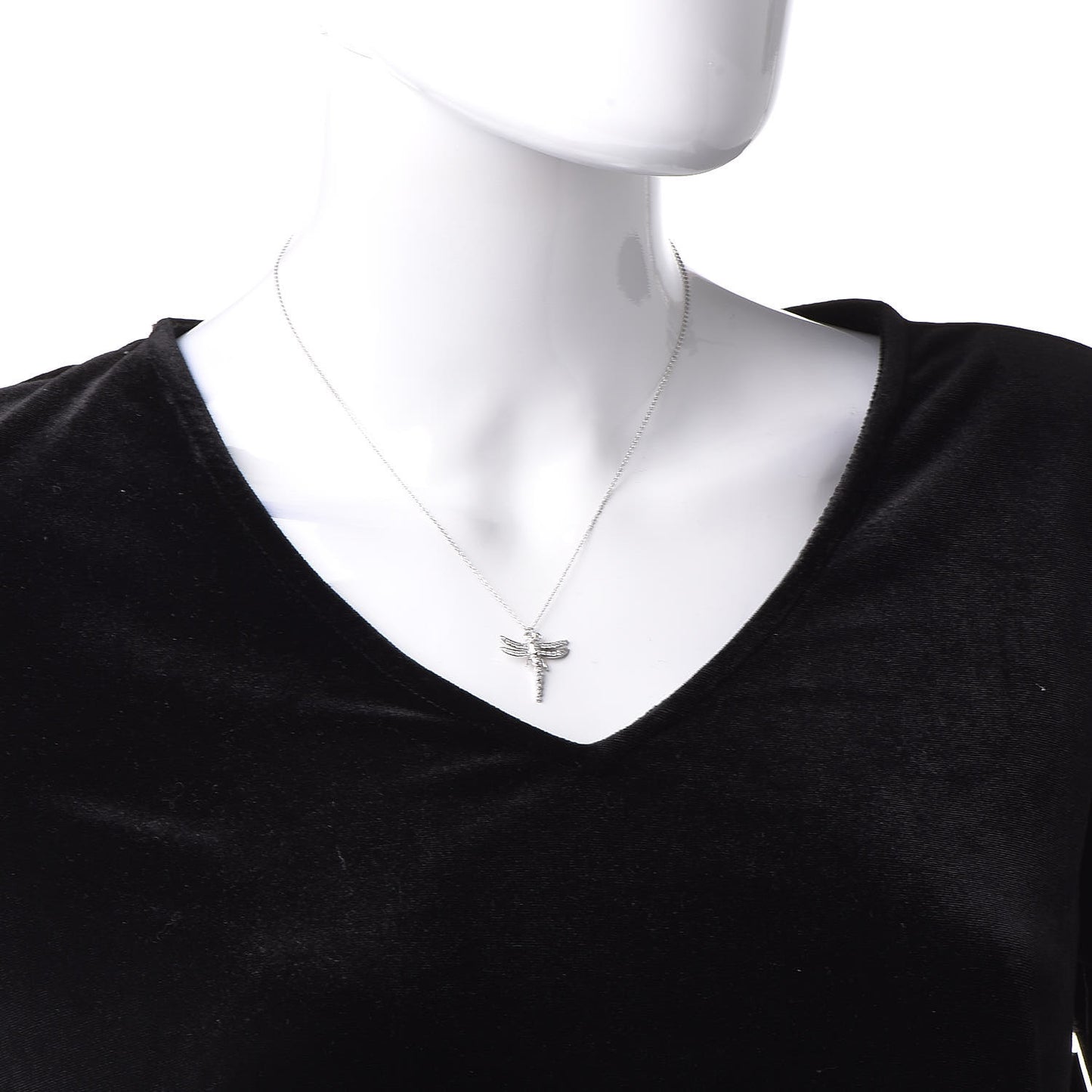 Platinum Diamond Dragonfly Pendant Necklace