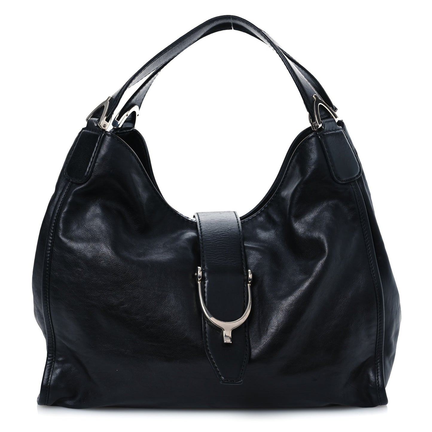 Calfskin Medium Soft Stirrup Shoulder Bag Black