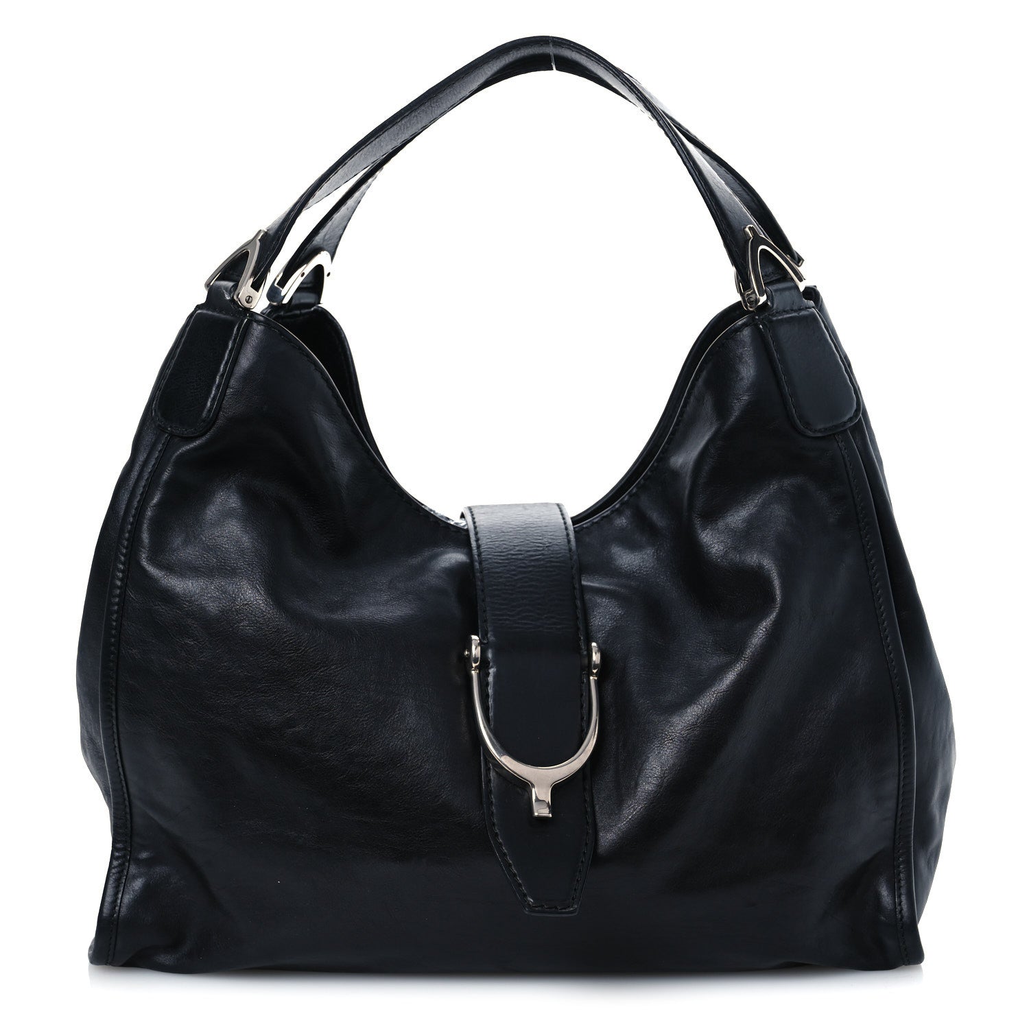 Gucci Calfskin Medium Soft Stirrup Shoulder Bag Black 8 of 14