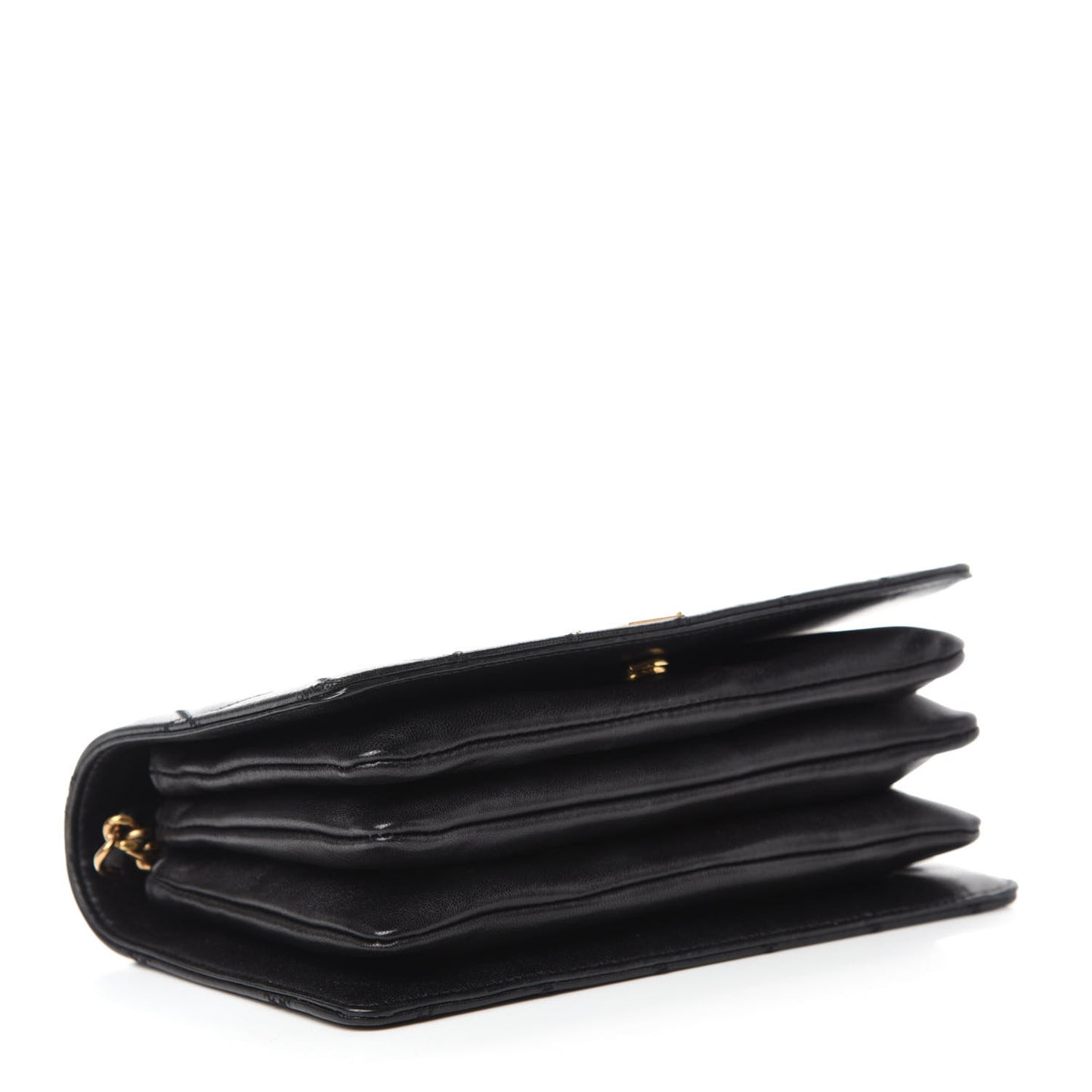 Lambskin Diamond Quilted Monogram Angie Chain Bag Black