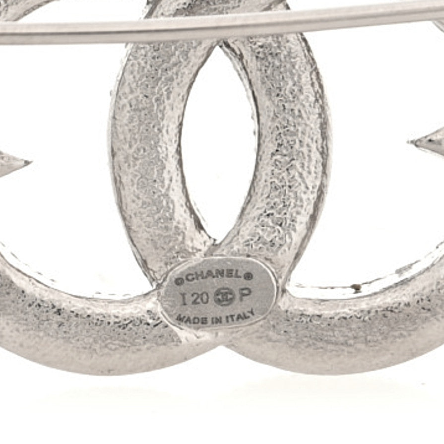 Chanel Crystal CC Star Brooch Silver 3 of 3