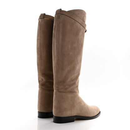 Hermes Suede Kelly Jumping Boots 35.5 Oak 4 of 9