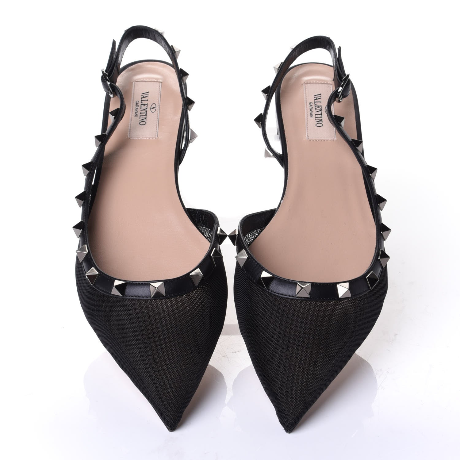 Valentino Garavani Mesh Rockstud Slingback Flats 39.5 Black 5 of 10