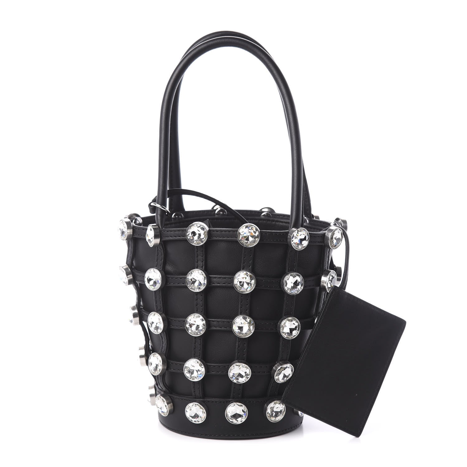 Alexander Wang Calfskin Crystal Embellished Roxy Mini Bucket Bag Black 1 of 10