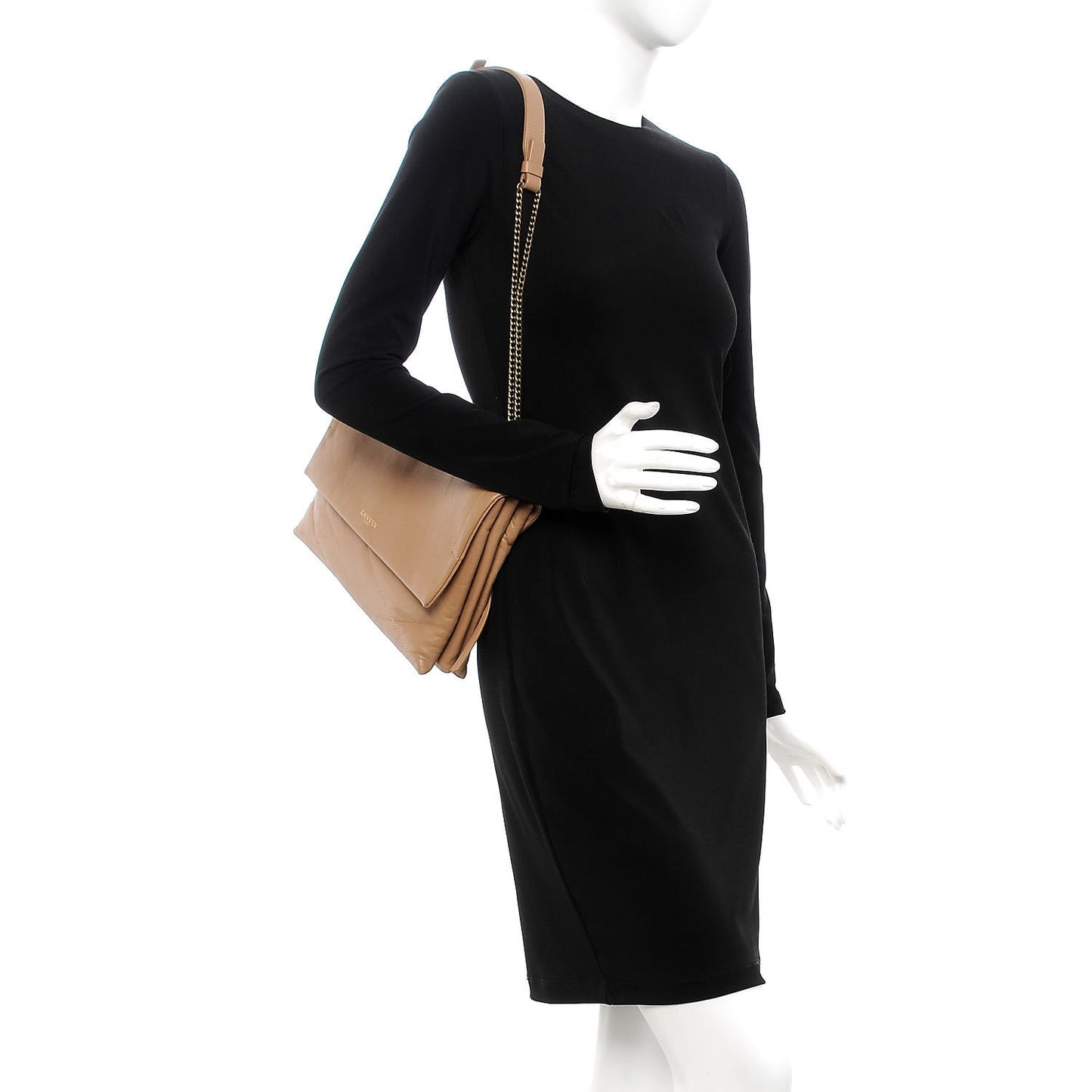 Lambskin Quilted Medium Sugar Flap Shoulder Bag Sand