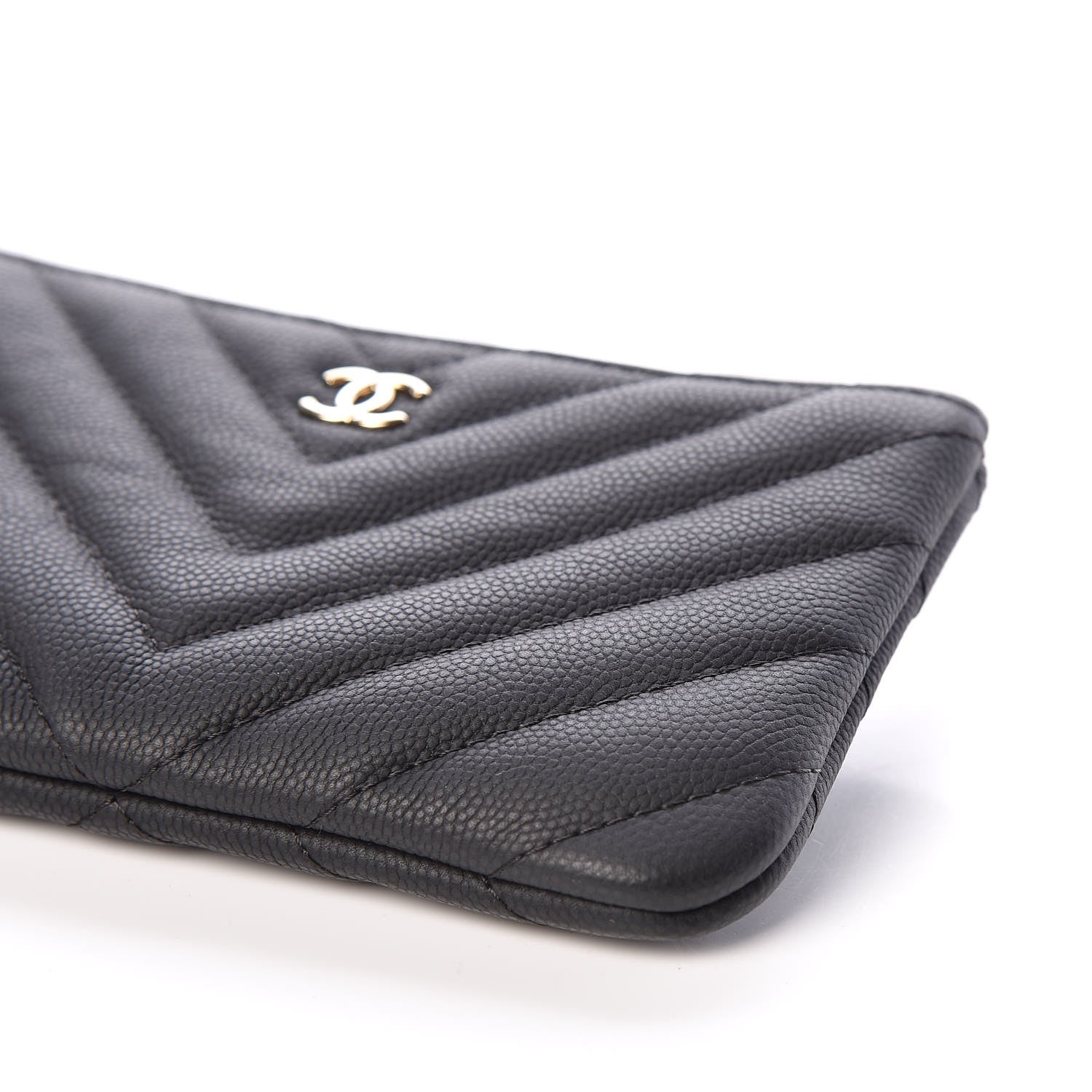 Chanel Caviar Chevron Quilted Small Cosmetic Case Black 6 of 10