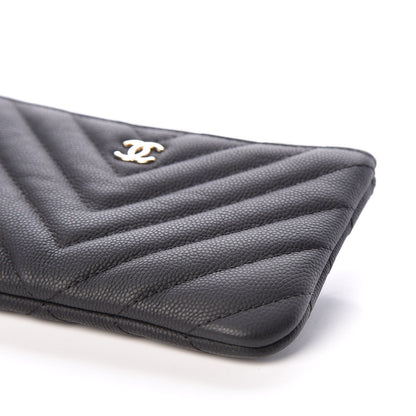 Chanel Caviar Chevron Quilted Small Cosmetic Case Black 6 of 10