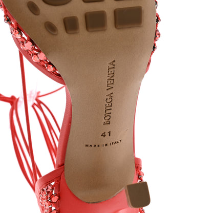 Bottega Veneta Mesh Nappa Crystal Embellished Sparkle Stretch Ankle Tie 90mm Sandals 41 Sunburst 6 of 12