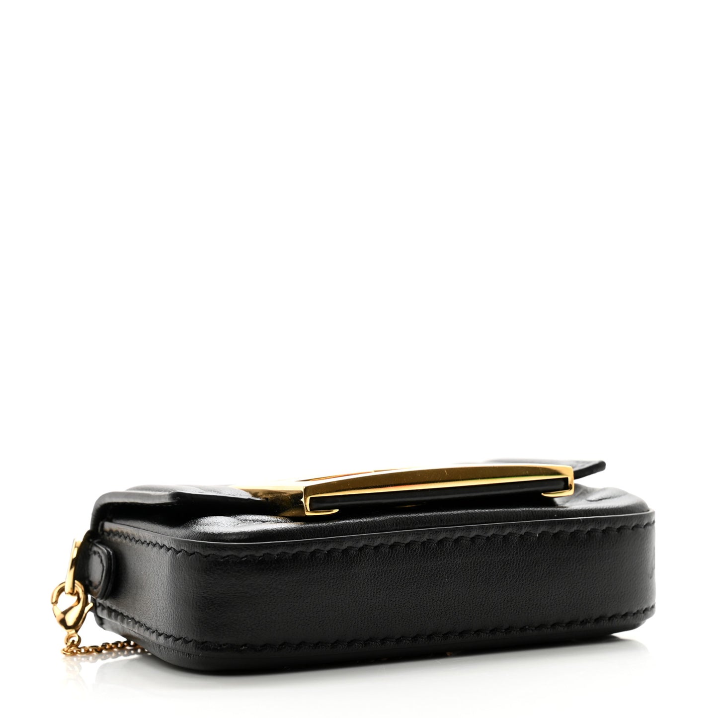 Nappa Matisse FF Embossed Nano Maxi Buckle Baguette Charm Black