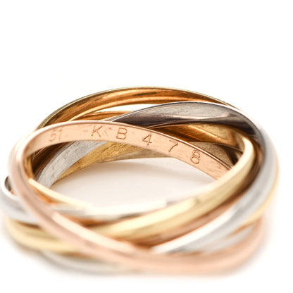 Cartier 18K Pink Yellow White Gold 7 Band Trinity Ring 51 5.75 5 of 5
