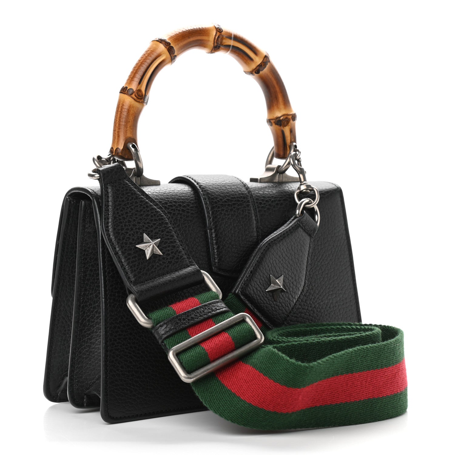Gucci Dollar Calfskin Crystal Web Mini Dionysus Bamboo Top Handle Bag Black Black Diamond 3 of 7