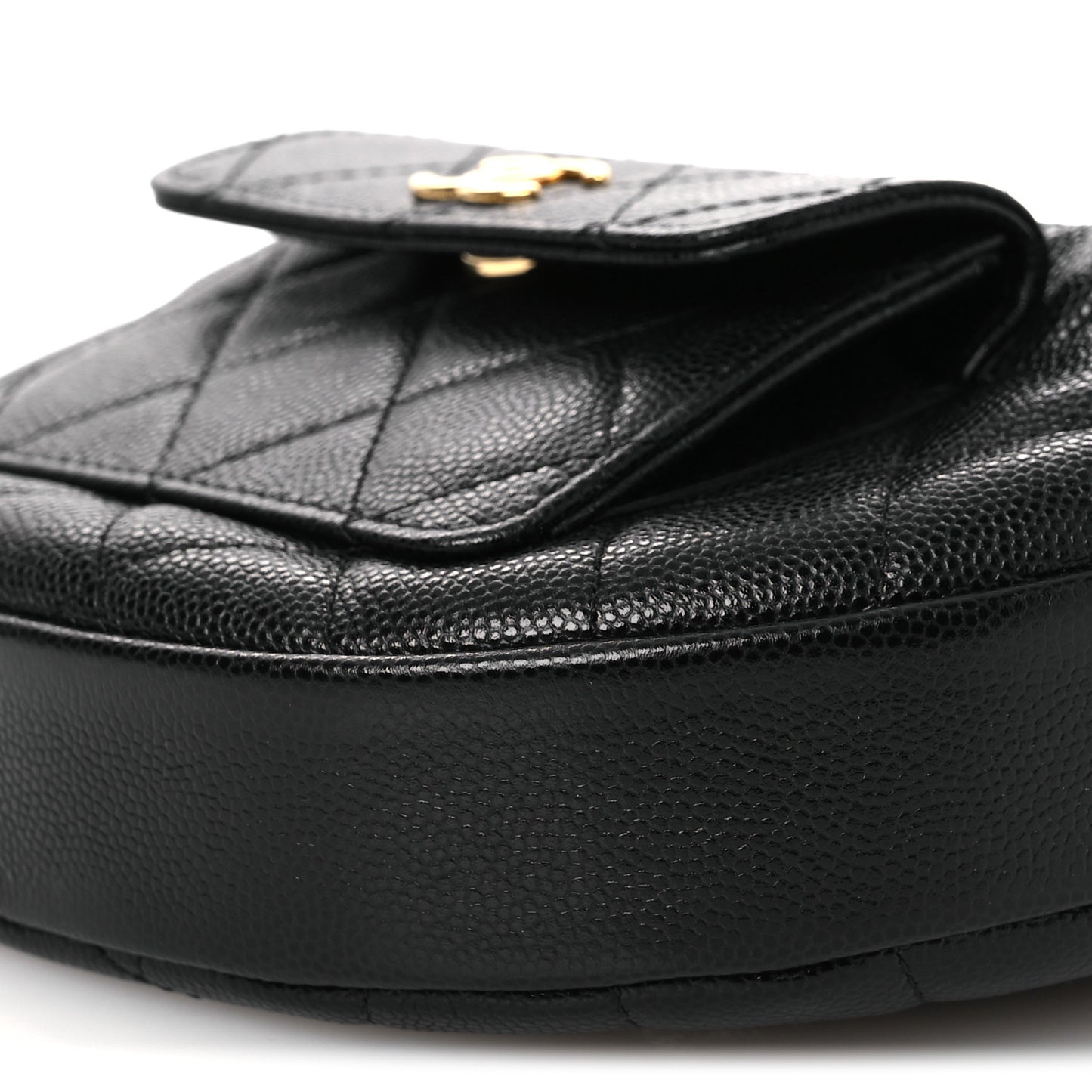 Caviar Quilted Polly Pocket Pouch Hobo Black