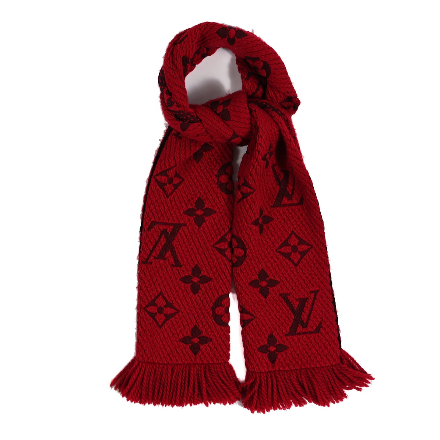 Wool Silk Logomania Scarf Rubis