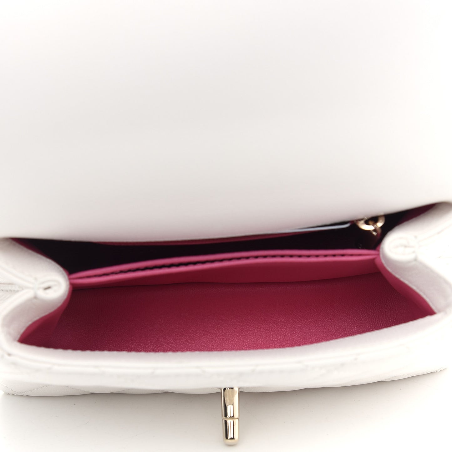 Goatskin Quilted Extra Mini Rainbow Coco Handle Flap White