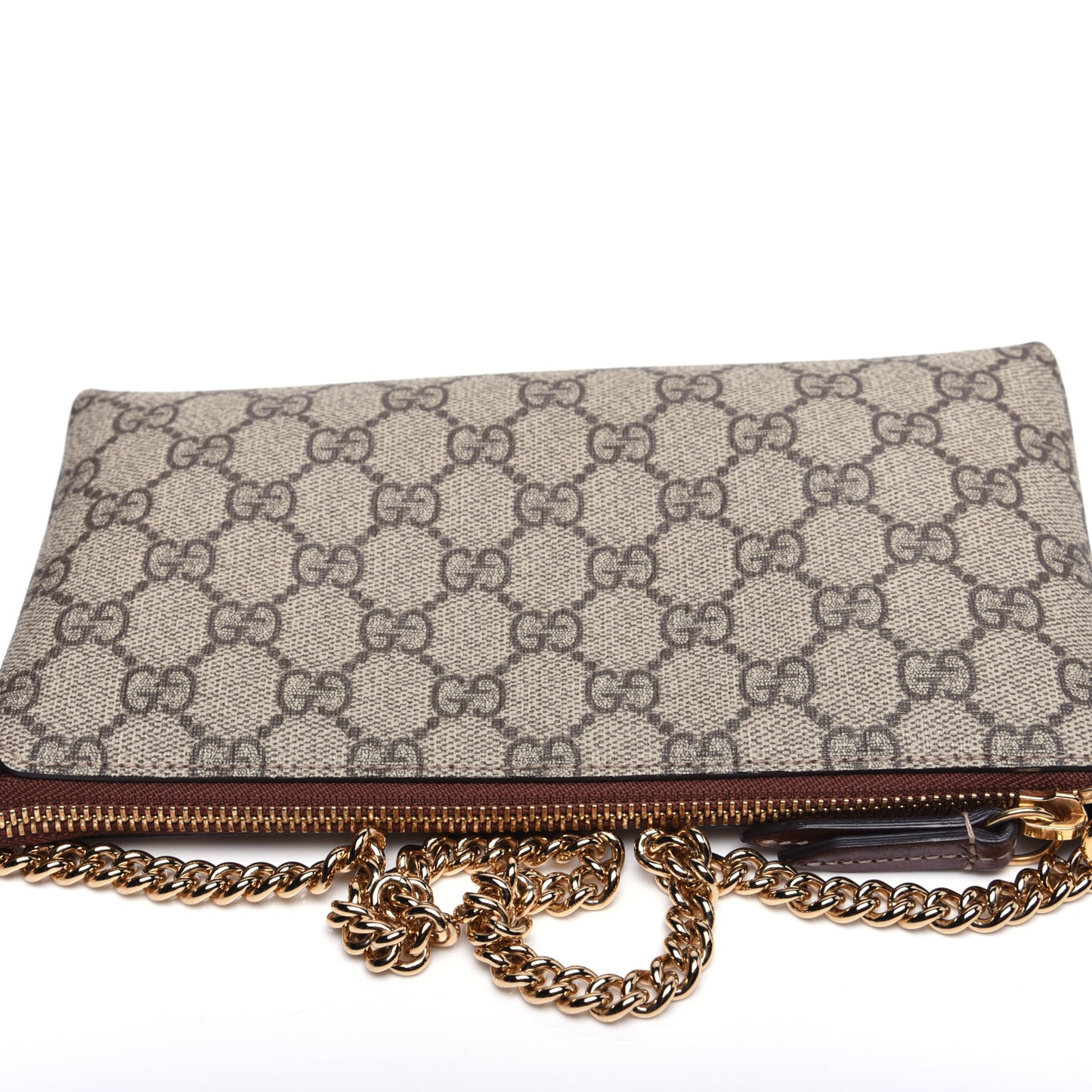 GG Supreme Monogram Wrist Wallet Brown