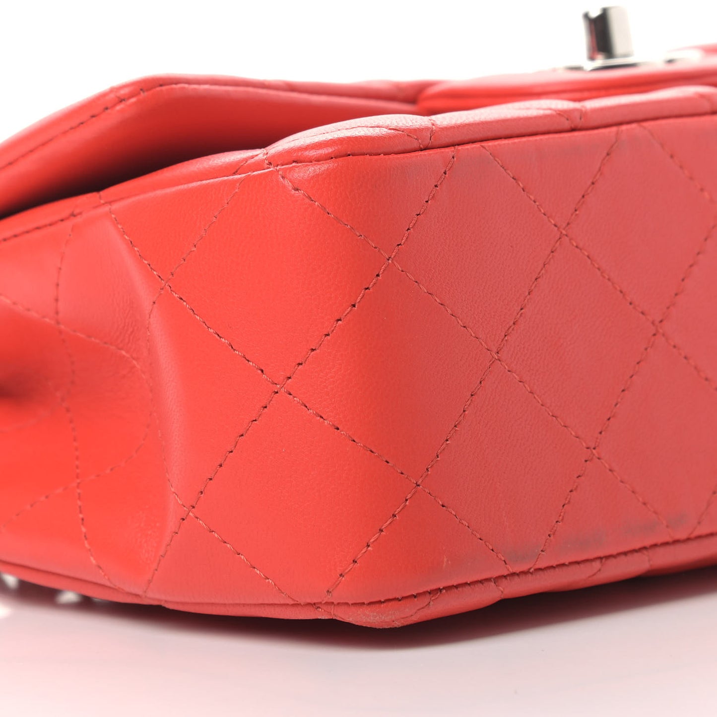 Lambskin Quilted Mini Rectangular Flap Red