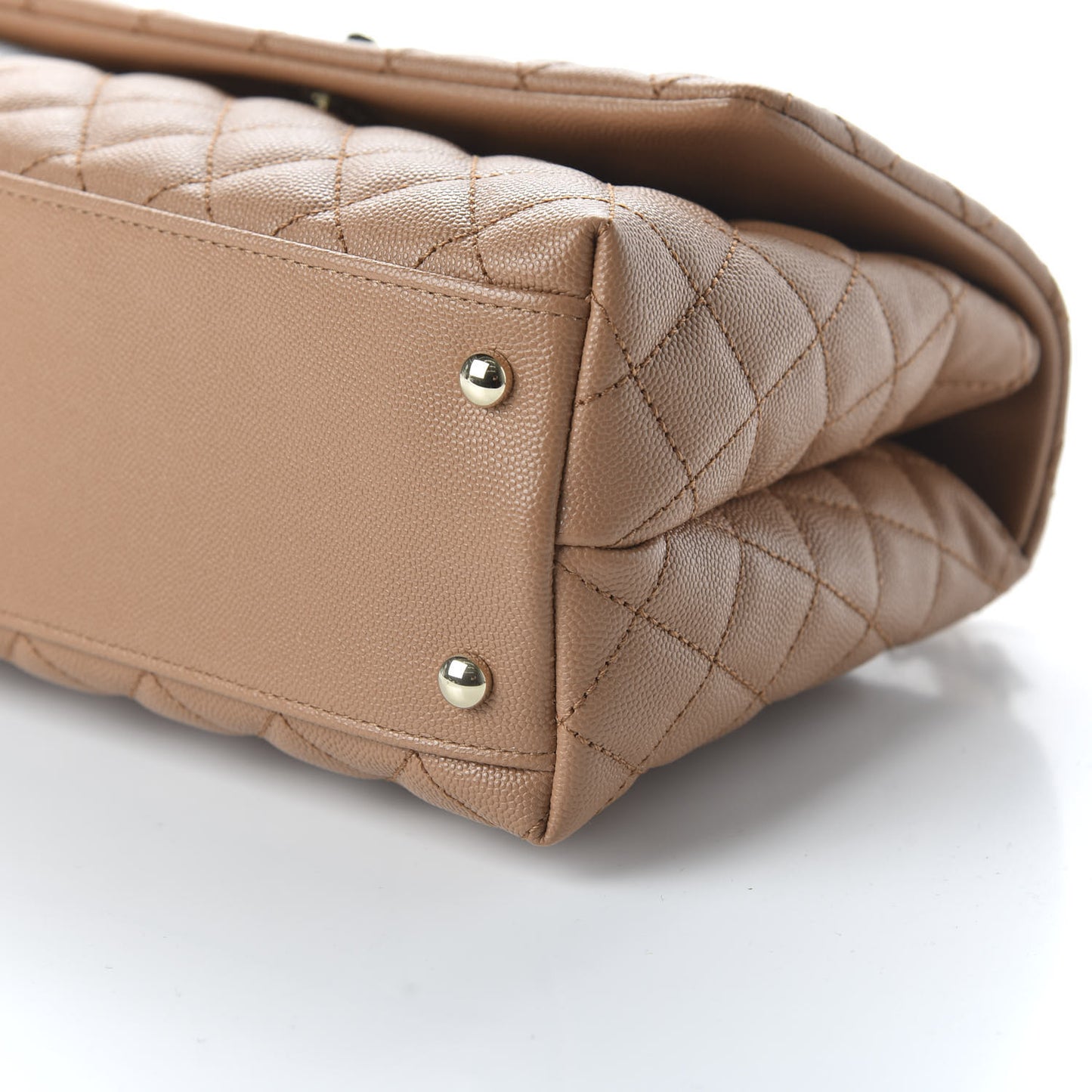 Caviar Quilted Small Coco Handle Flap Brown
