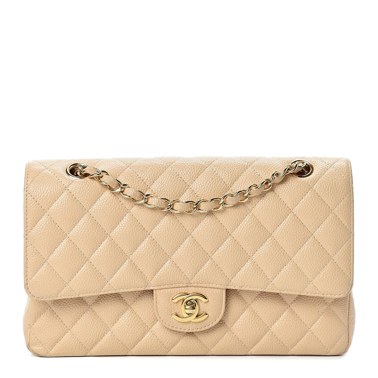 Chanel Caviar Quilted Medium Double Flap Beige 1 of 20