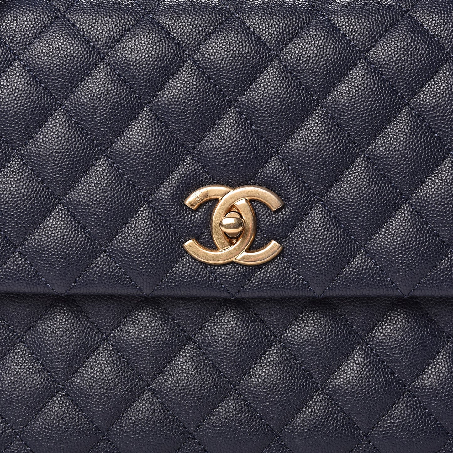 Caviar Quilted Medium Coco Handle Flap Navy Blue
