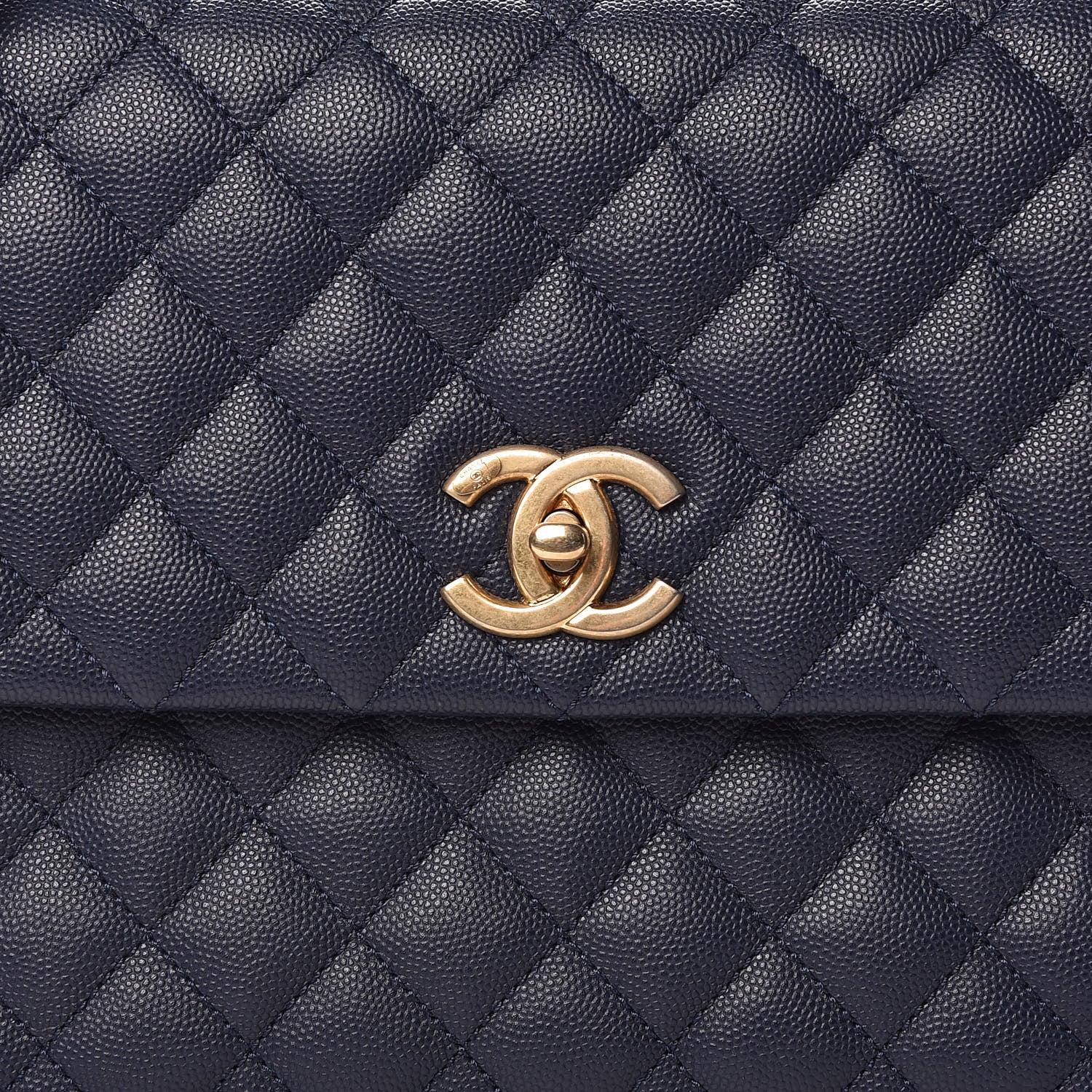 Chanel Caviar Quilted Medium Coco Handle Flap Navy Blue 8 of 13