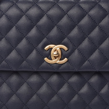 Chanel Caviar Quilted Medium Coco Handle Flap Navy Blue 8 of 13