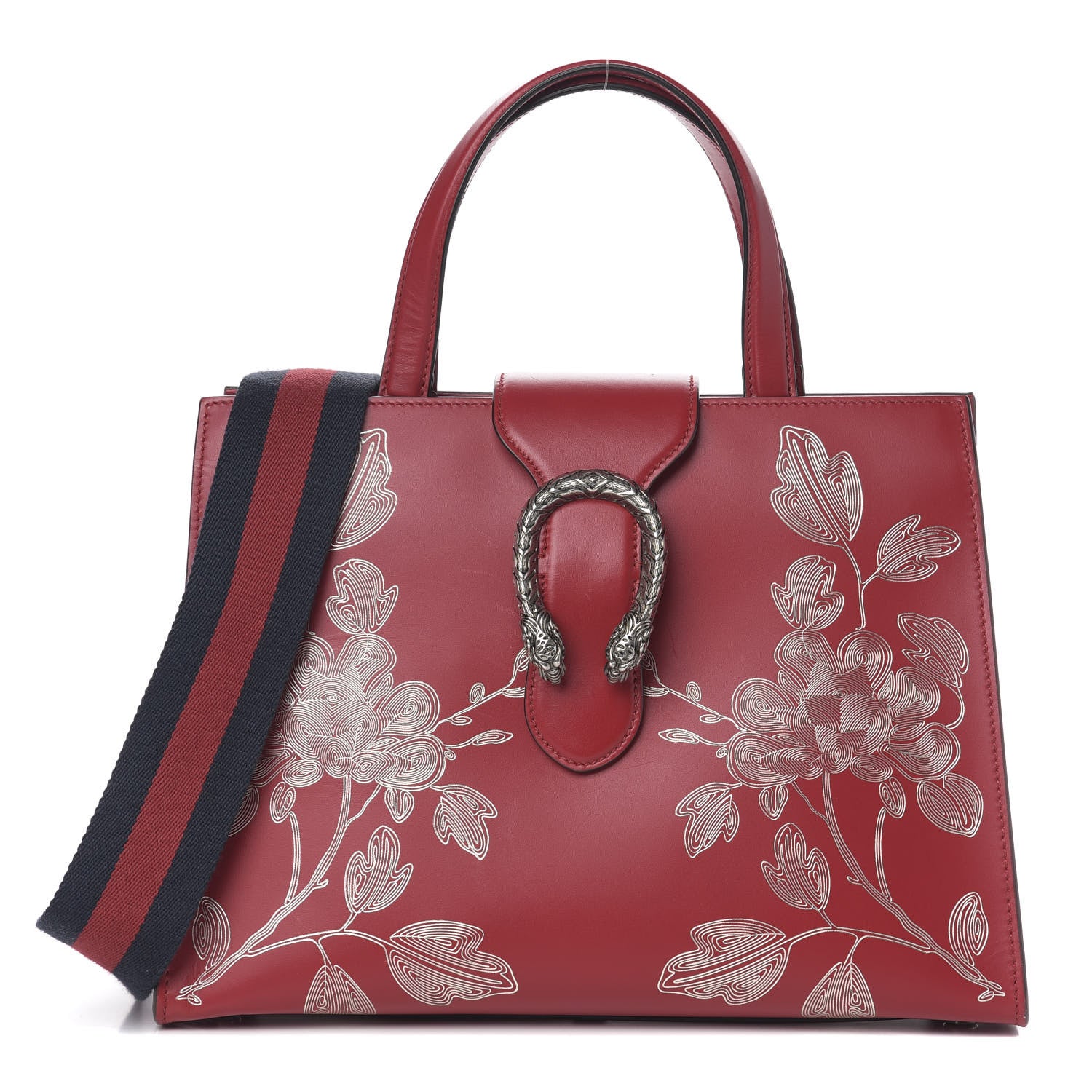 Gucci Calfskin Web Chinese New Year Medium Dionysus Tote Bag Hibiscus Red 1 of 9