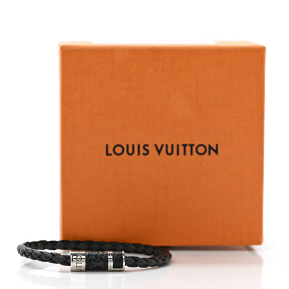 Louis Vuitton Calfskin Monogram Eclipse Braided Bracelet 19 Black 5 of 5