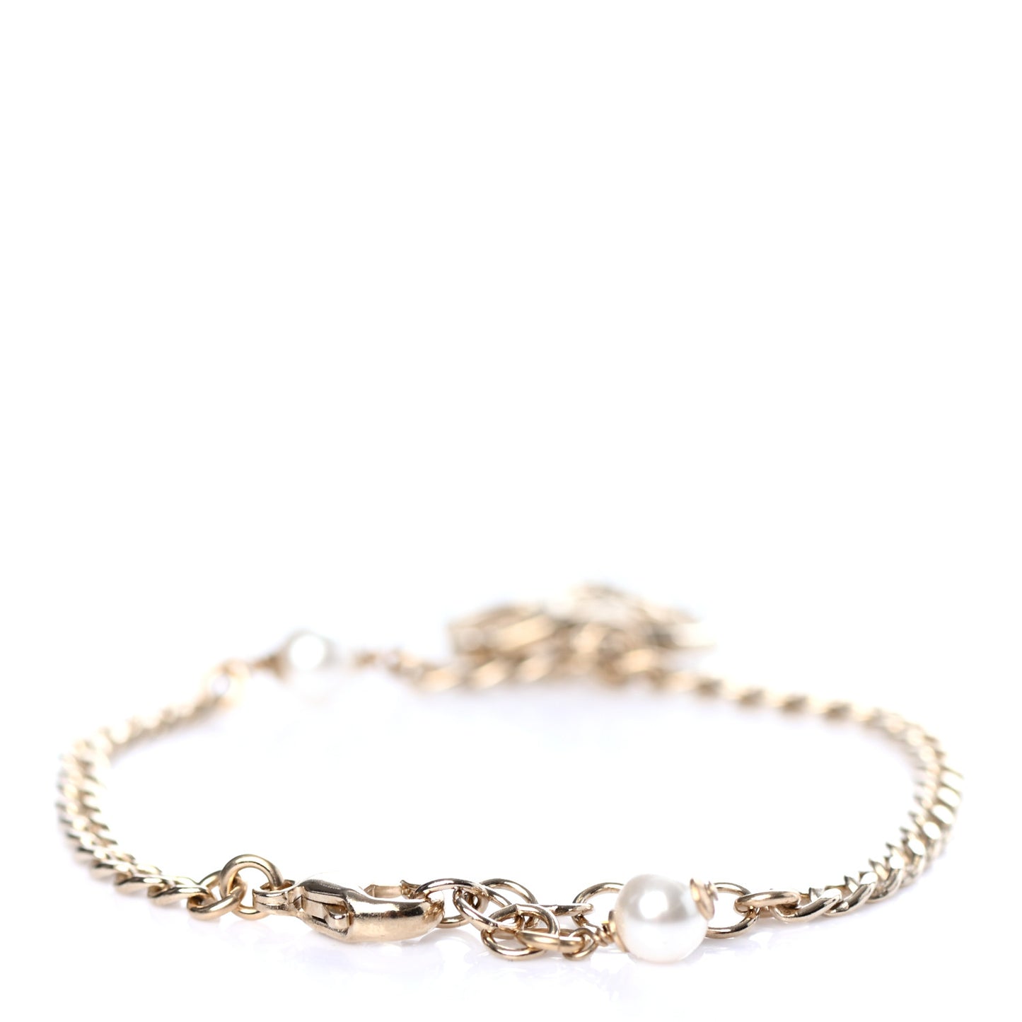 Pearl Crystal CC Bracelet Light Gold
