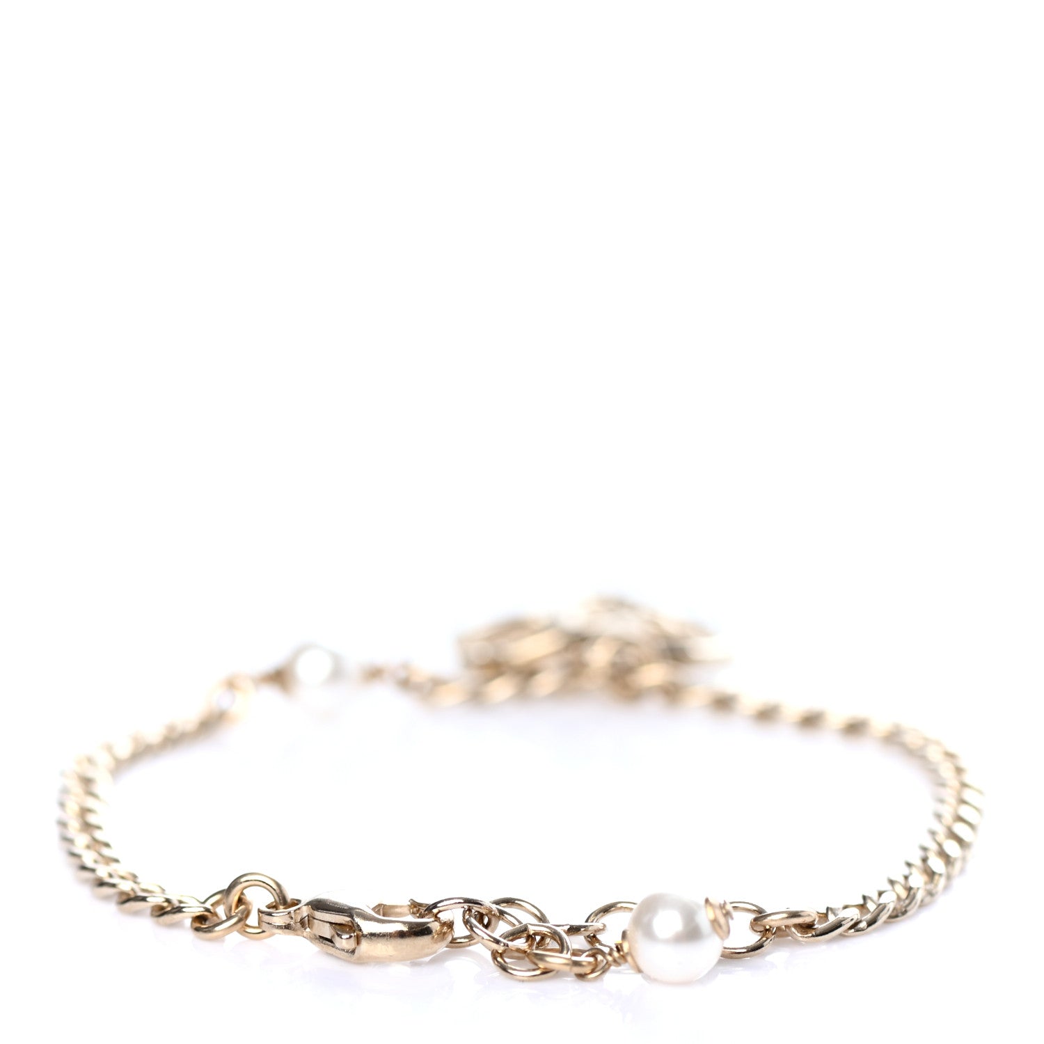 Chanel Pearl Crystal CC Bracelet Light Gold 3 of 5
